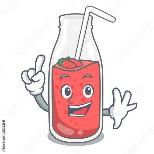 Finger strawberry smoothie mascot cartoon