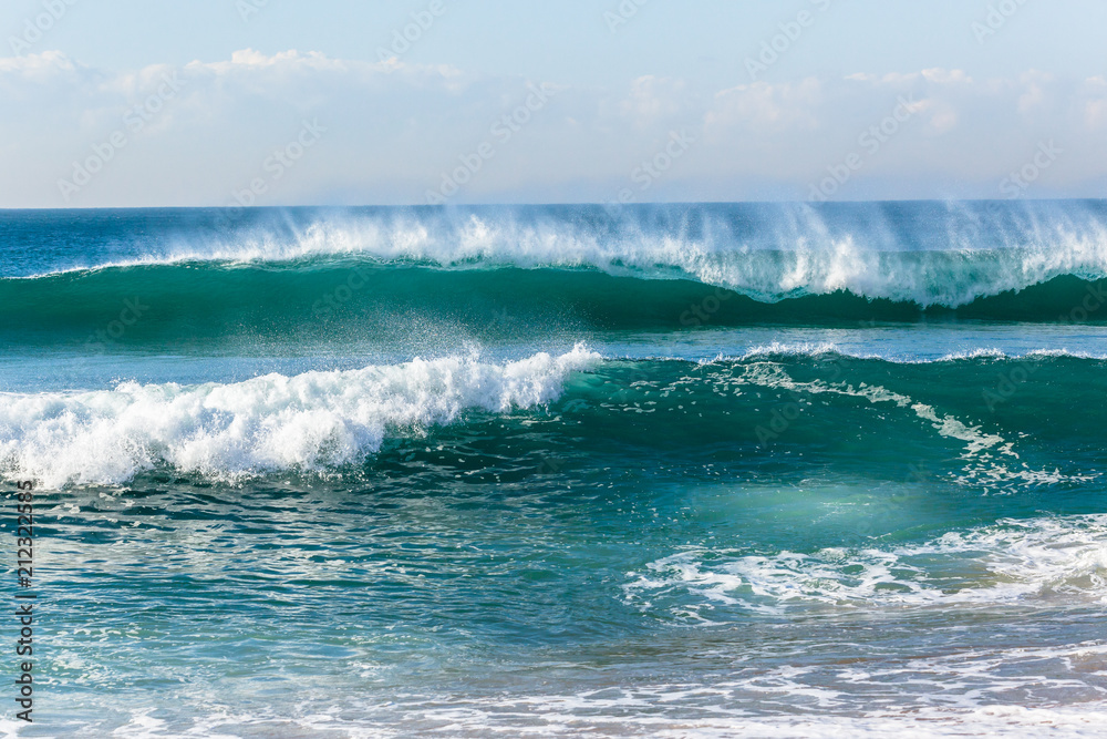 Beach Ocean Waves Shoreline crashing blue horizon Beach Ocean Waves Shoreline crashing blue horizon