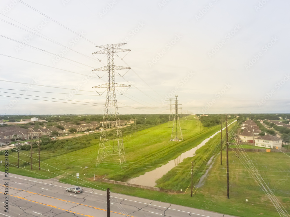 Industrial background group of transmission towers (power tower