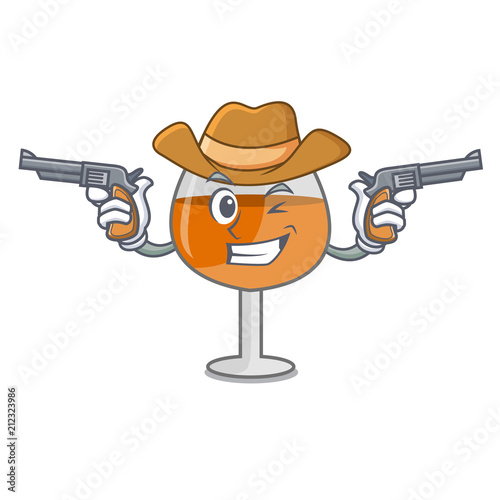 Cowboy cognac ballon glass character cartoon