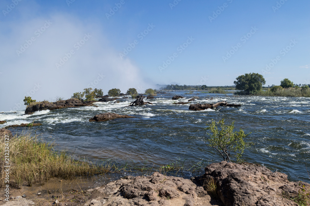 Zambezi River Channeling into Victoria Falls, Zambia