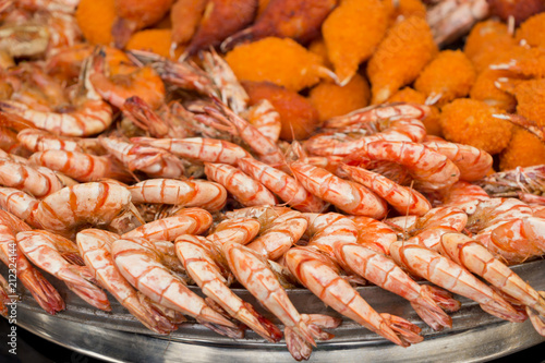 Cooked shrimps .Seafood, shelfish.Healthy food background