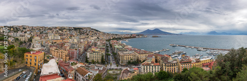 Panorama of Naples, view of the port in the Gulf of Naples and Mount Vesuvius. The province of Campania. Italy. Cloudy day © Mazur Travel