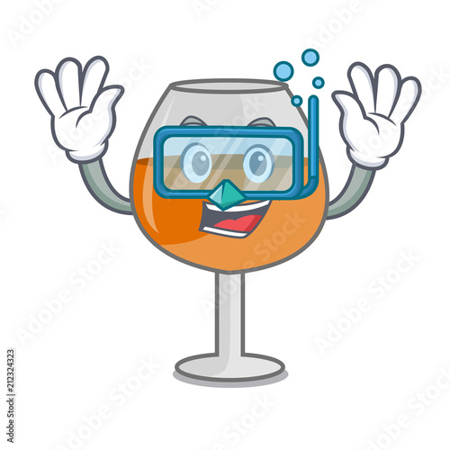 Diving cognac ballon glass character cartoon