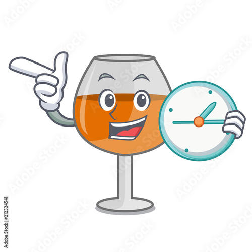 With clock cognac ballon glass character cartoon