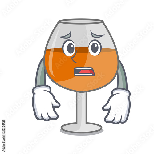 Afraid cognac ballon glass mascot cartoon