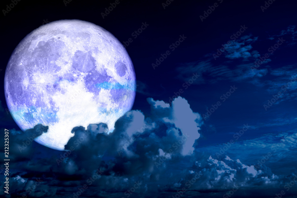 full cold moon back silhouette cloud in night sky