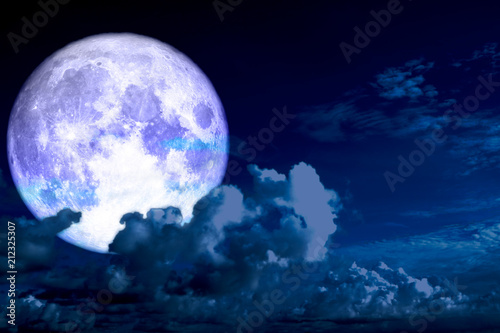 Fototapeta Naklejka Na Ścianę i Meble -  full cold moon back silhouette cloud in night sky