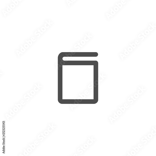 Silhouette with black outline of the book isolated on white background. Knowledge flat icon. Vector