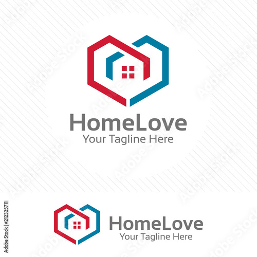 Home love logo, property and real estate concept with love symbol.