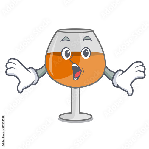 Surprised cognac ballon glass mascot cartoon