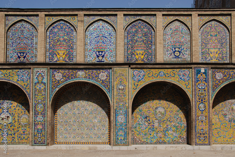 Tiled wall of the Golestan Palace in Tehran, Iran