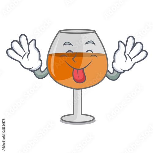 Tongue out cognac ballon glass mascot cartoon