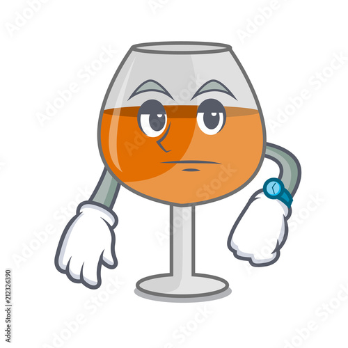 Waiting cognac ballon glass mascot cartoon