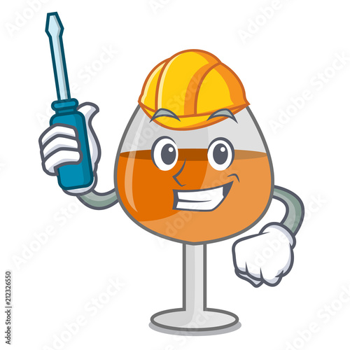Automotive cognac ballon glass mascot cartoon