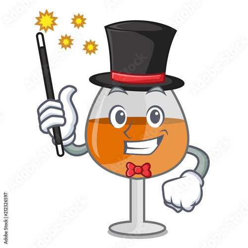 Magician cognac ballon glass mascot cartoon