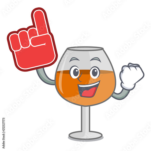 Foam finger cognac ballon glass mascot cartoon