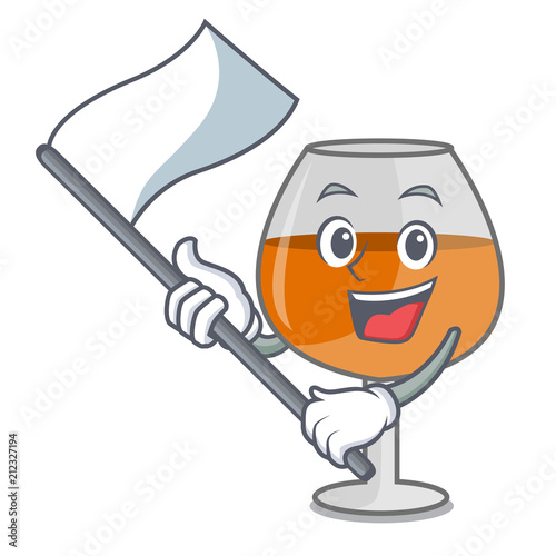 With flag cognac ballon glass mascot cartoon