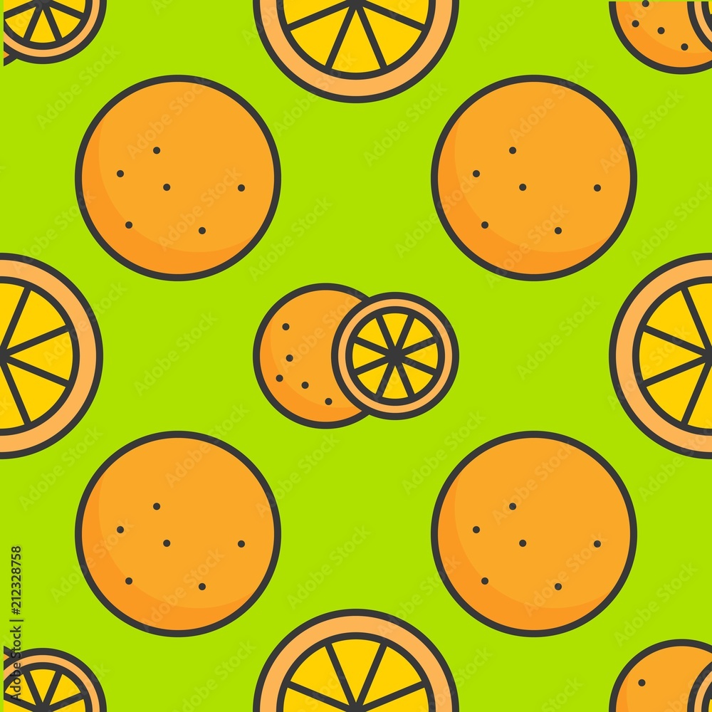 Fototapeta premium filled outline orange Seamless pattern, summer theme background