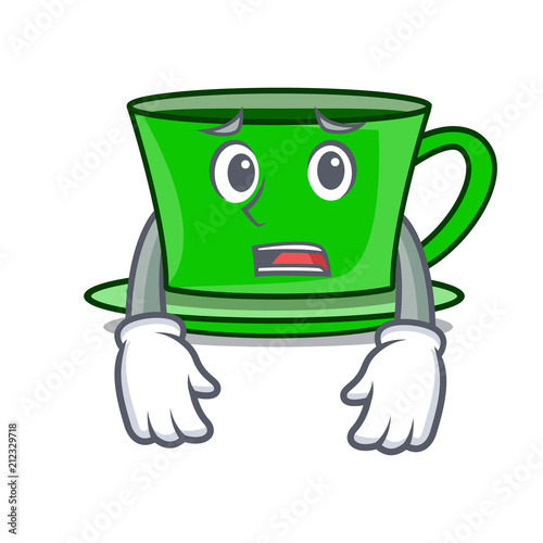 Afraid green tea mascot cartoon