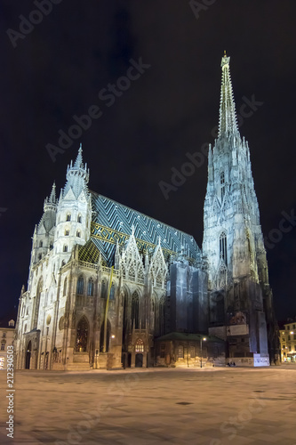 Canvas Print St. Stephen's Cathedral at night, Vienna, Austria