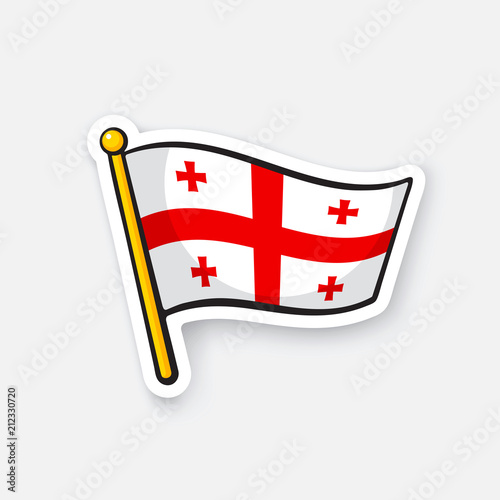 Sticker flag of Georgia on flagstaff