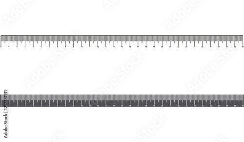 Ruler 30cm. Tool or scale of measurement. School supplies. Metal ruler in millimeters.