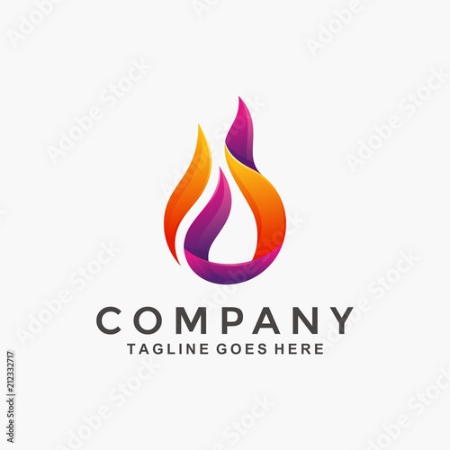 Flame, fire, water logo design template