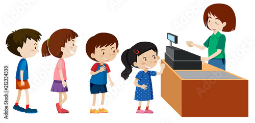 Children buying from a cashier