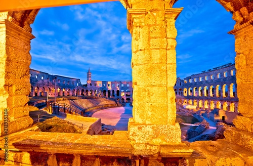 Arena Pula Roman amphiteater dawn view