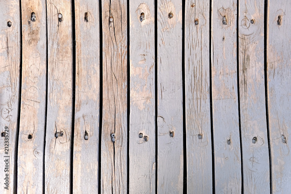 Rough wood flooring planks with rusty nails, background texture Rough wood flooring planks with rusty nails, background texture