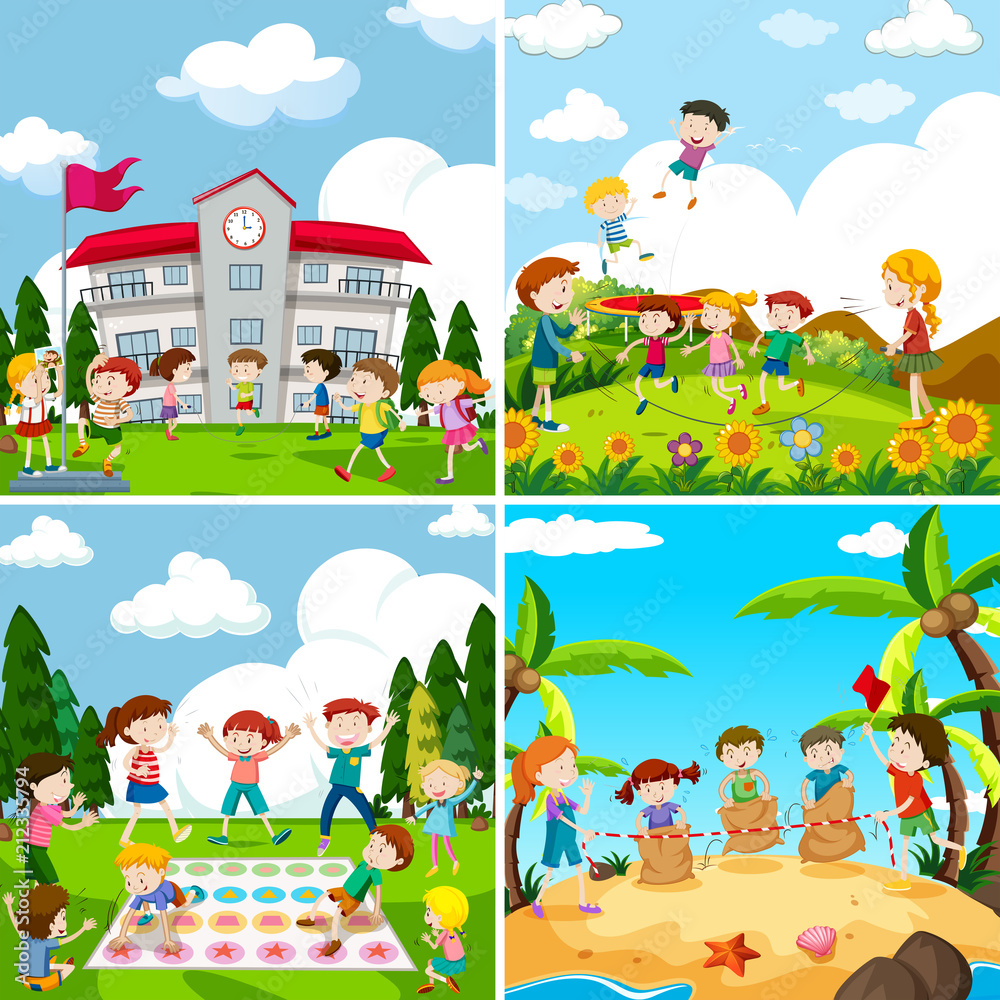 Set of scence of children playing Set of scence of children playing
