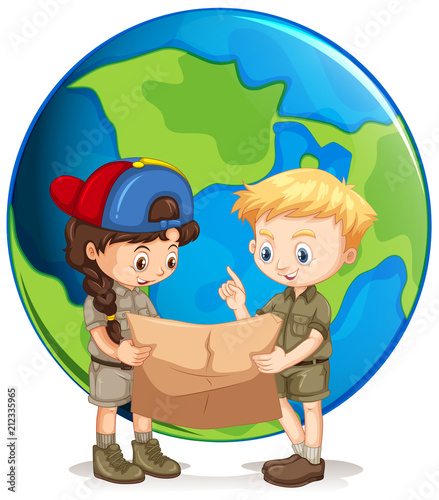 Boy and Girl Scouts Reading Map