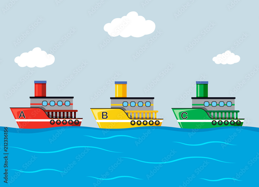 Colourful Ships in the Ocean