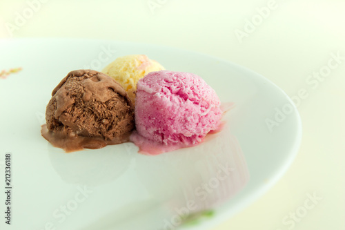 Icecream on white plate