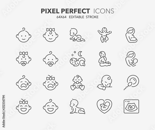 baby thin line icons 1