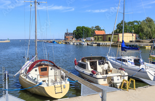 Marina and harbor for fishing boats in Tolkmicko near Elbląg on  Vistula lagoon photo