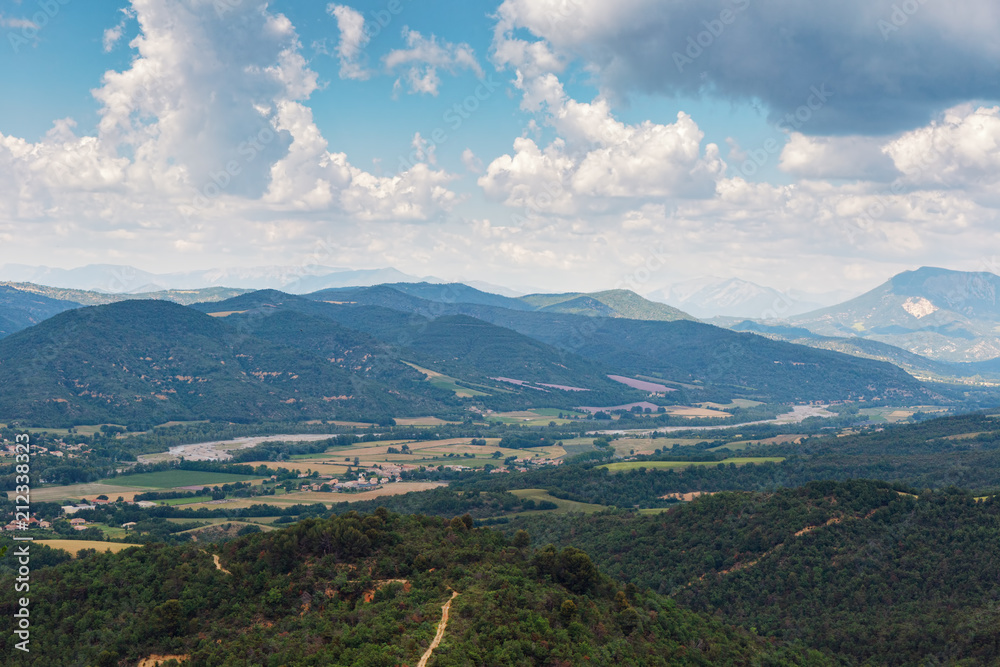 Fototapeta premium .Views on the roads of Provence. Beautiful panorama to the mountains, villages and lavender fields.