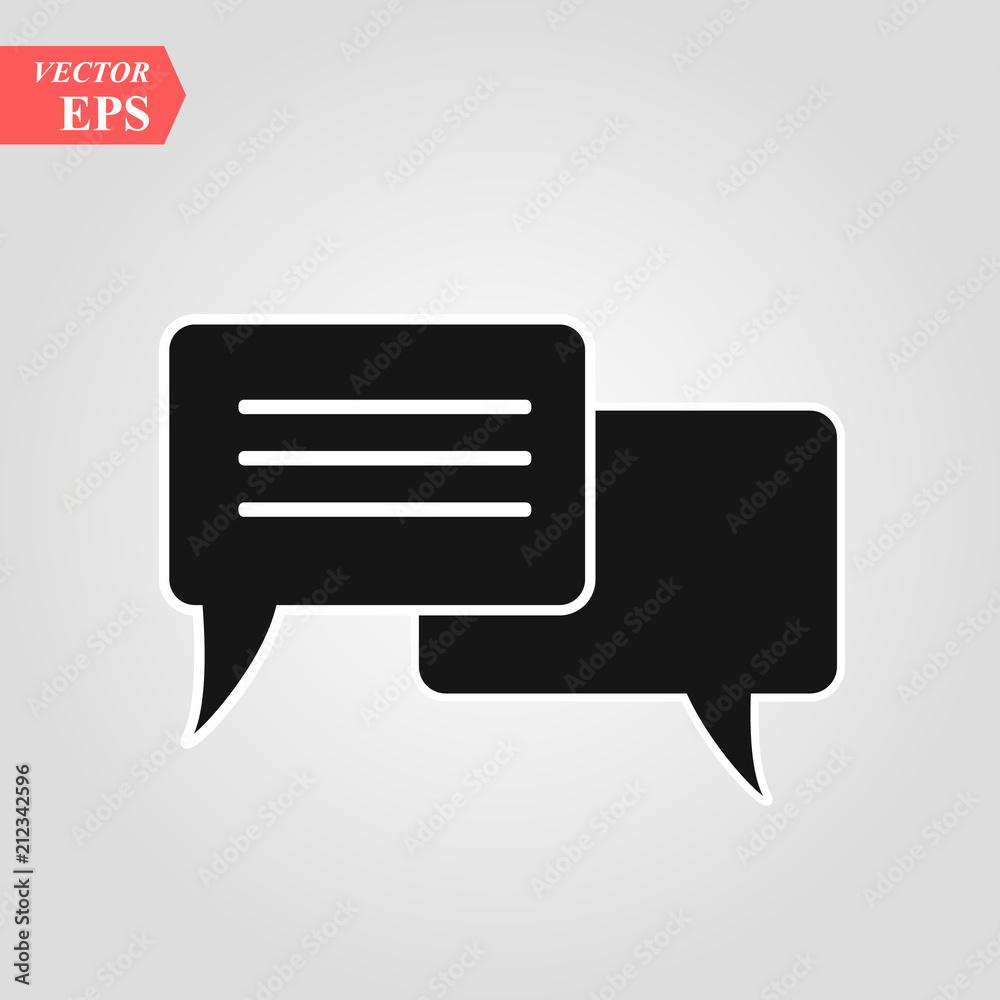 Chat Icon in trendy flat style isolated on grey background. Speech bubble symbol for your web site design, logo, app, UI. Vector illustration, EPS 10. Chat Icon in trendy flat style isolated on grey background. Speech bubble symbol for your web site design, logo, app, UI. Vector illustration, EPS 10.