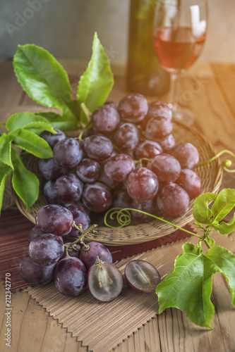 Healthy fruits Red grapes in the vineyard,