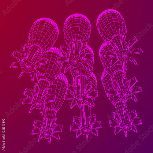 Missile, nuclear bomb or mortar mine Wireframe low poly mesh vector illustration