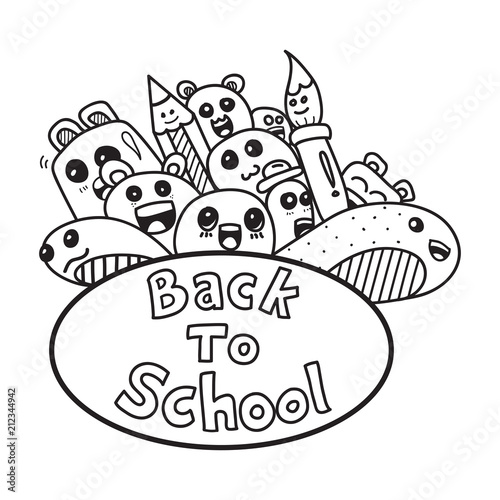 Vector illustration of Back to School  Monster Doodle
