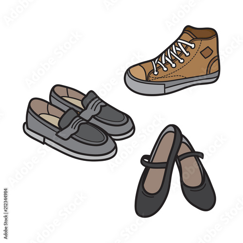 Male and female shoe icon. minimalist flat design