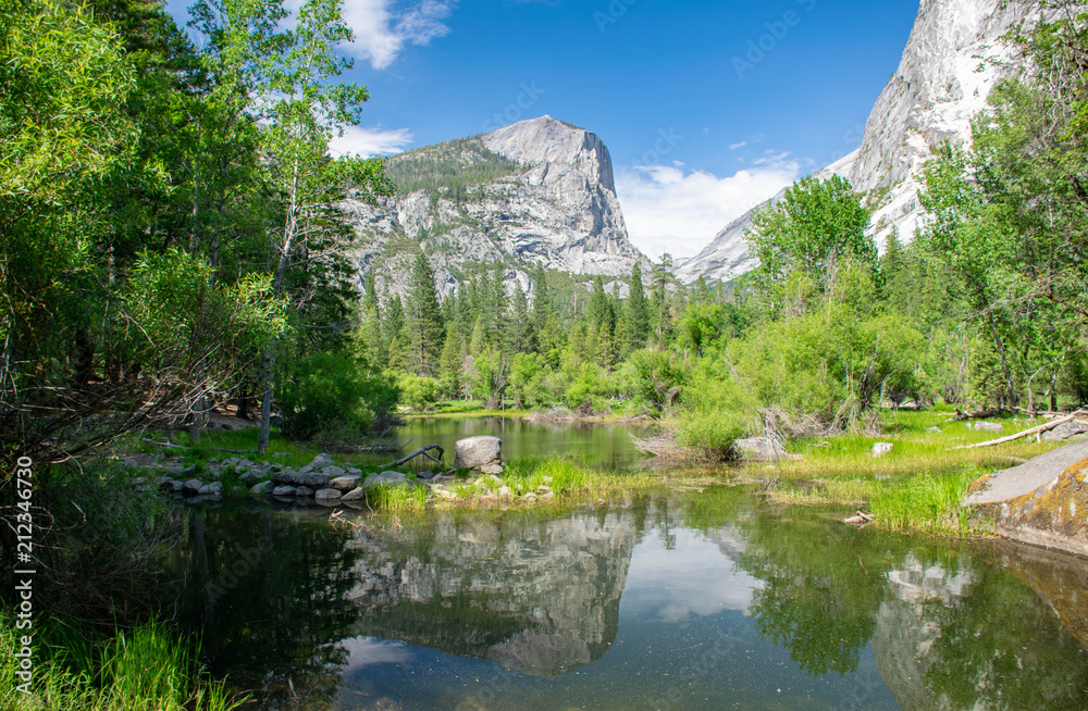 Mirror Lake is a small, seasonal lake located on Tenaya Creek in Yosemite National Park. 