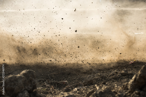 dirt fly after motocross roaring by Fototapet