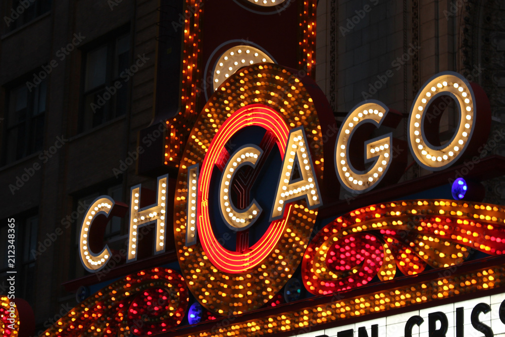 Fototapeta premium USA - Chicago Bright Neon