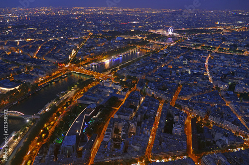 Paris night panorama, France