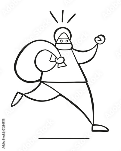 Vector cartoon thief man with face masked