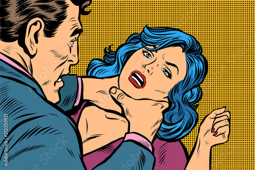 man strangles a woman
