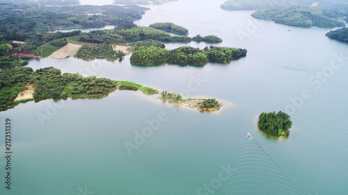 Aerial photos of the tianzi lake and islands in anhui province, China.